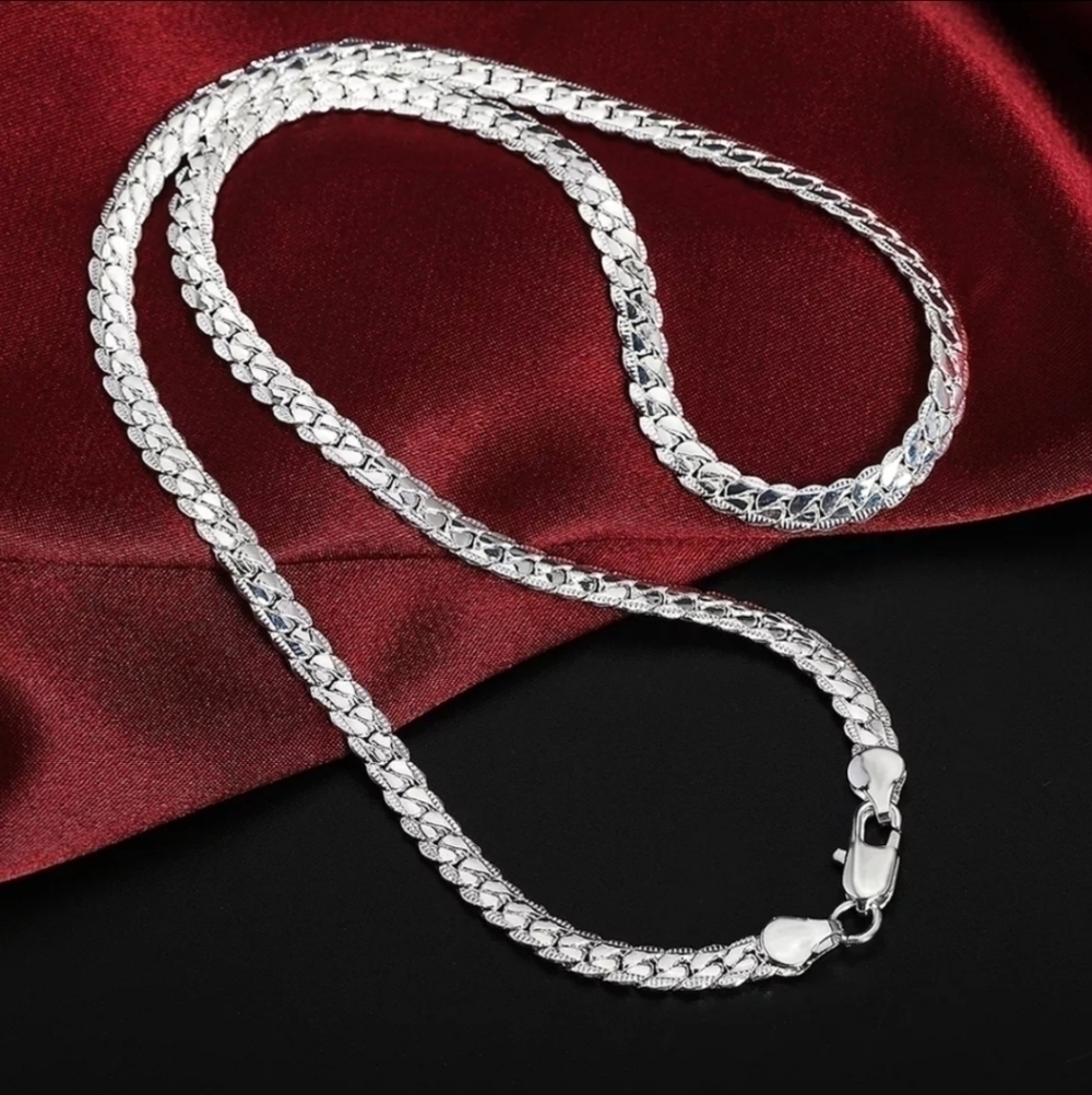 Sterling Silver 925 Stamped Braided Snake Chain 20" Necklace